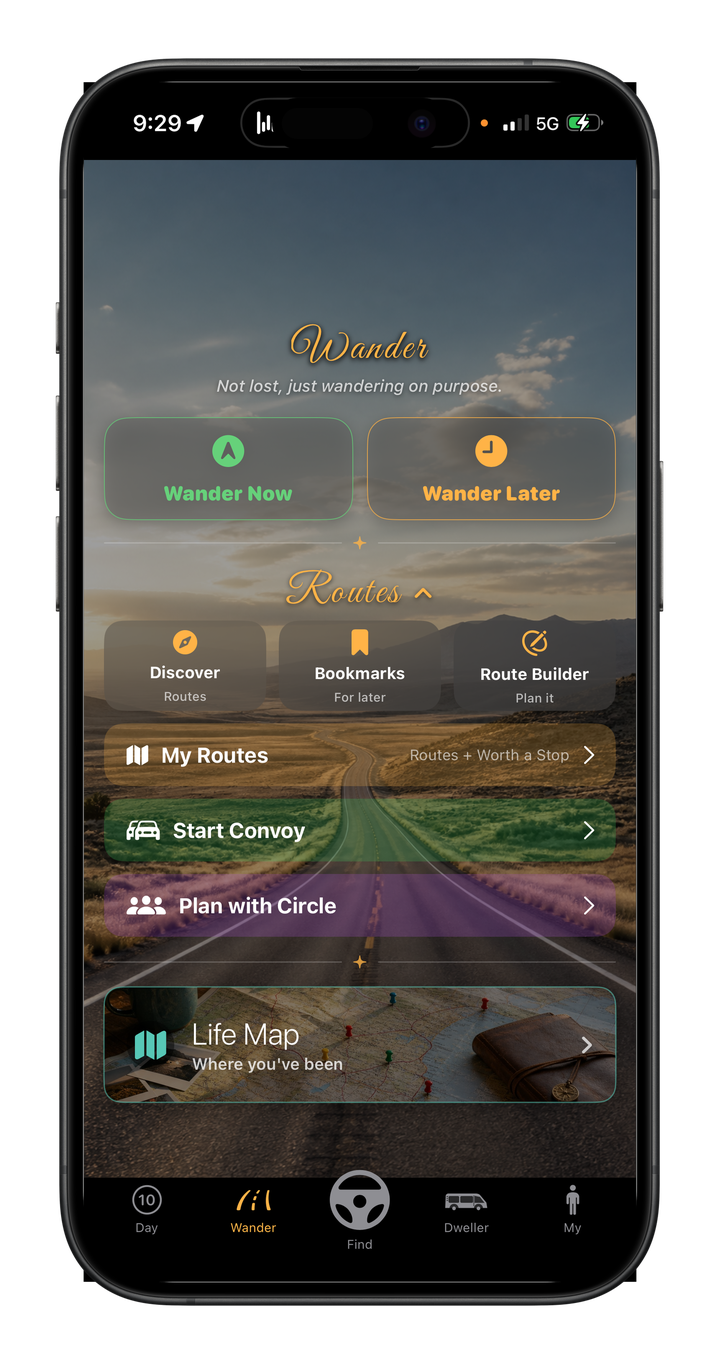 WanderDweller Wander screen — A good detour